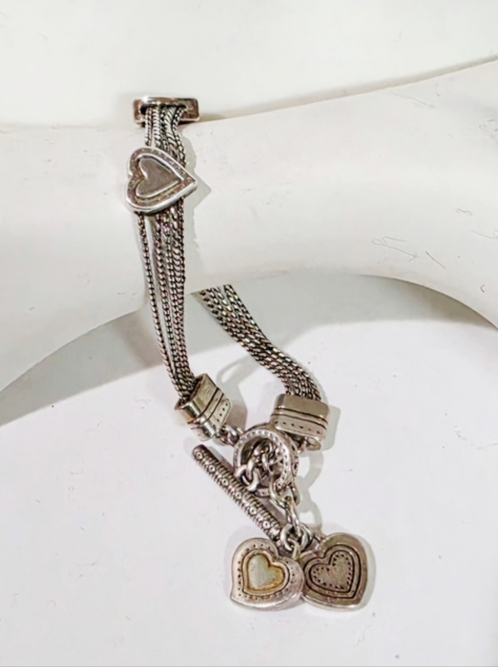 VINTAGE BRIGHTON TOGGLE HEART CHARM BRACELET